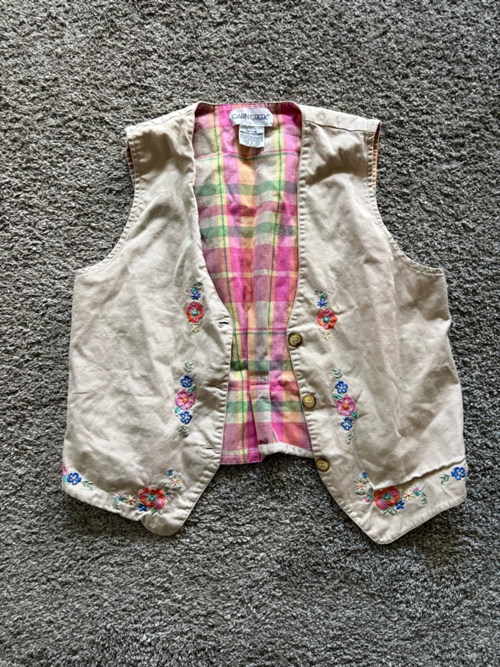 Cabin Creek floral embroidery vest